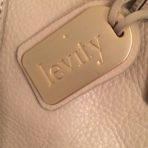 Price Drop! Levity Beige Leather Crossbody Tote Golden Studs - Picture 4 of 7